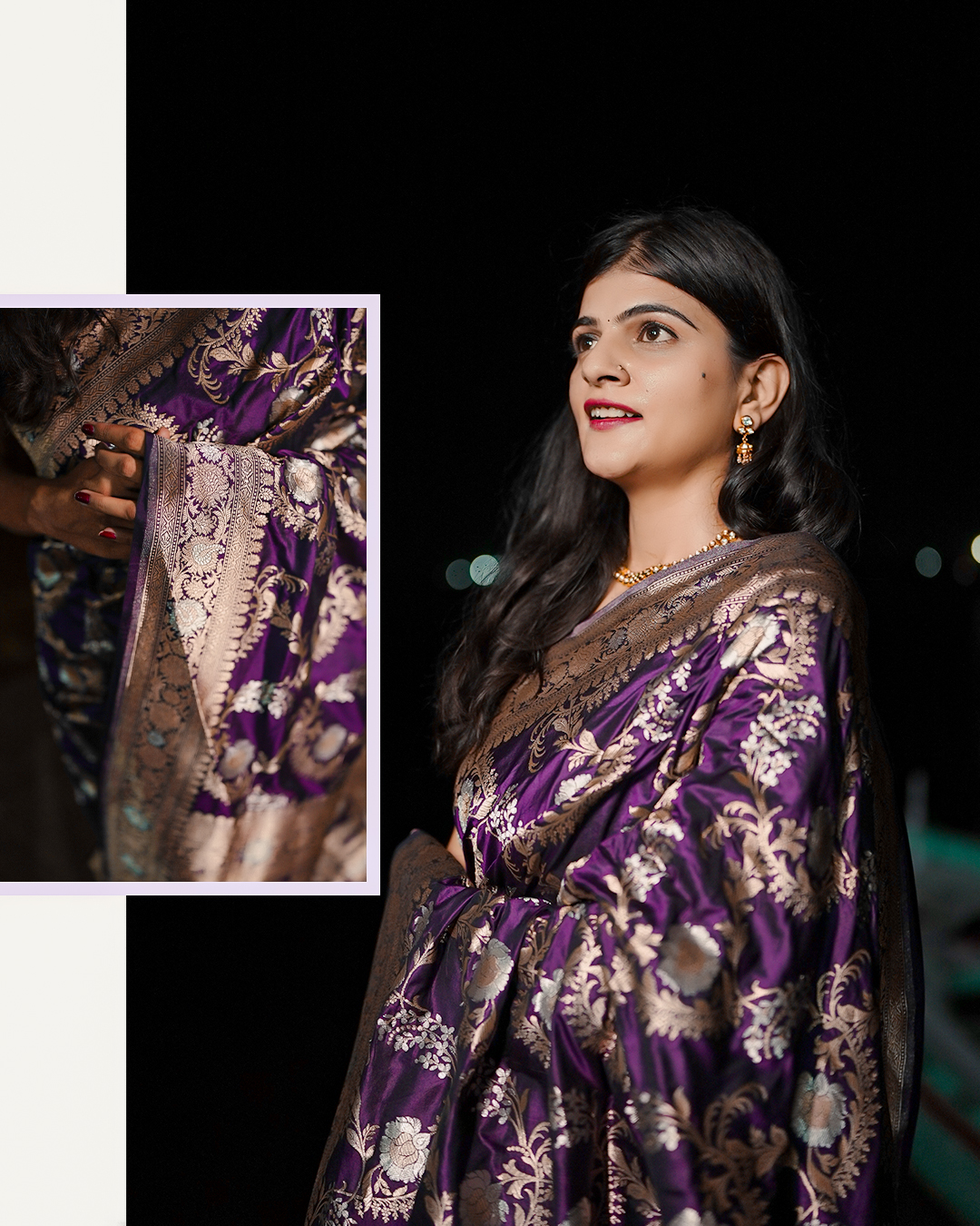 Purple Pure Katan by Katan Banarasi Saree