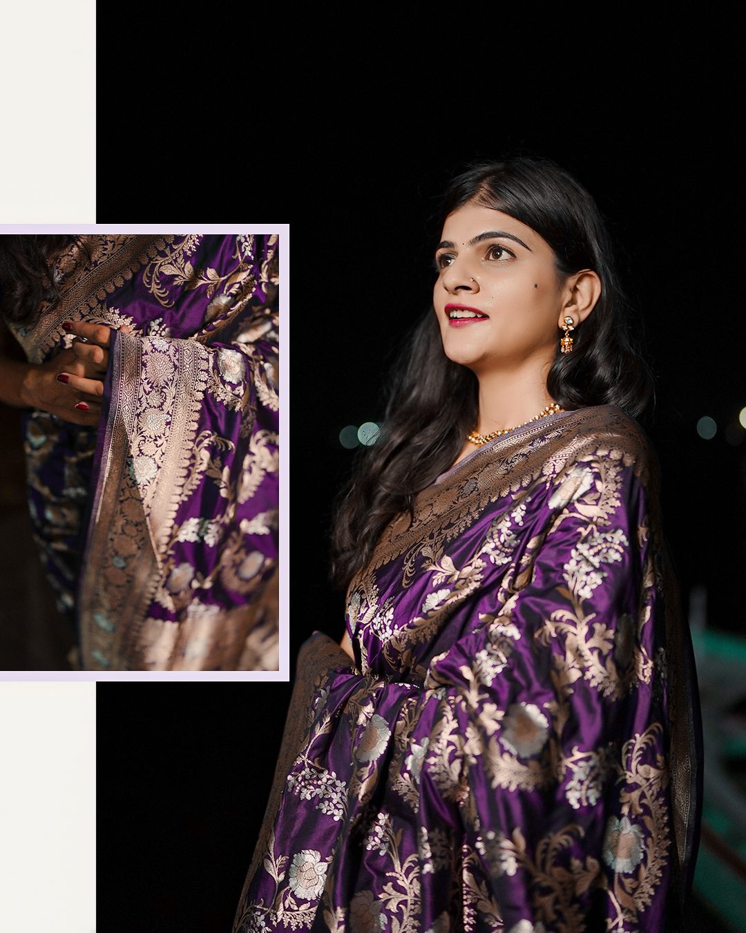 Purple Pure Katan by Katan Banarasi Saree