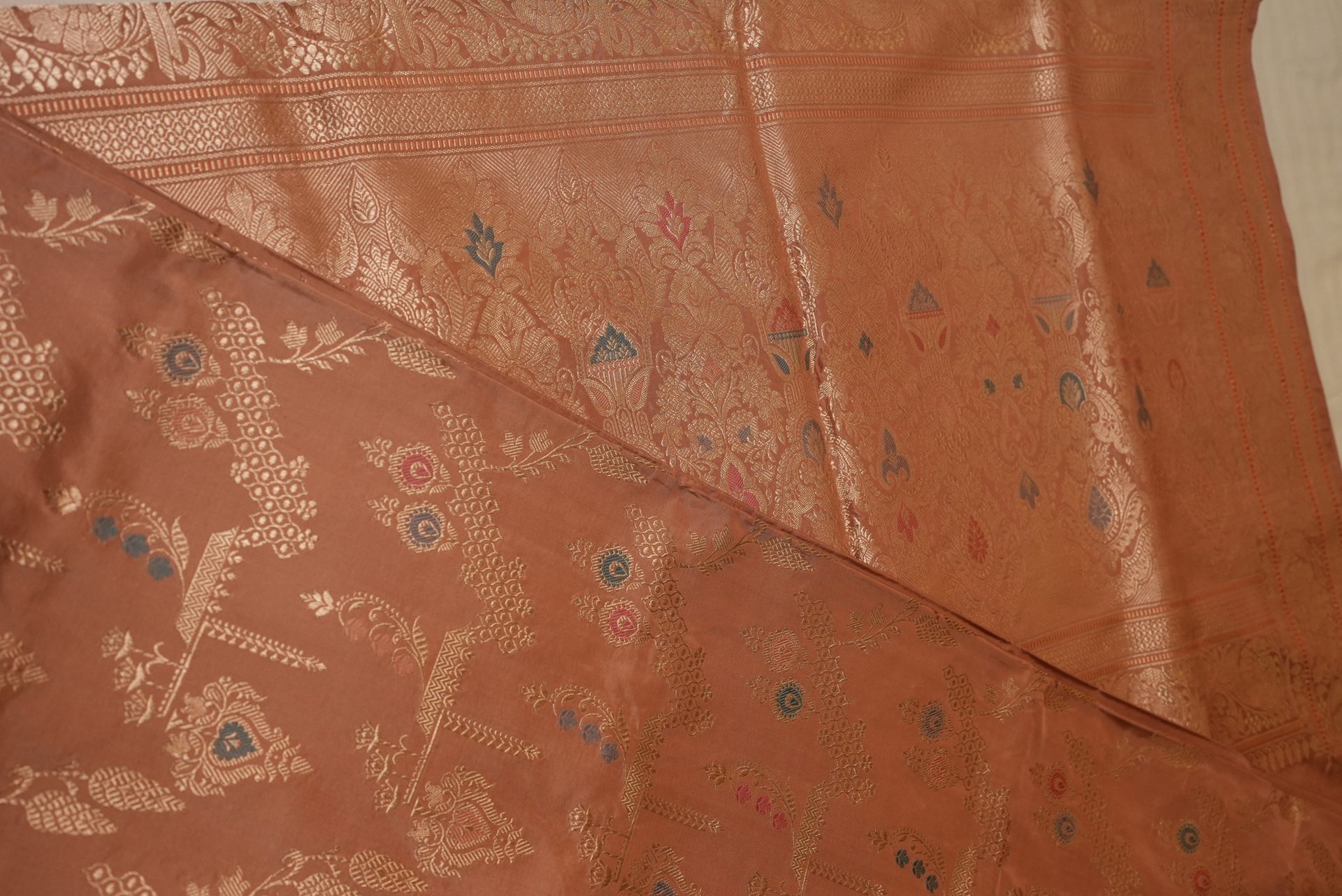 Copper Premium Pure Kadwa Katan Banarasi Saree