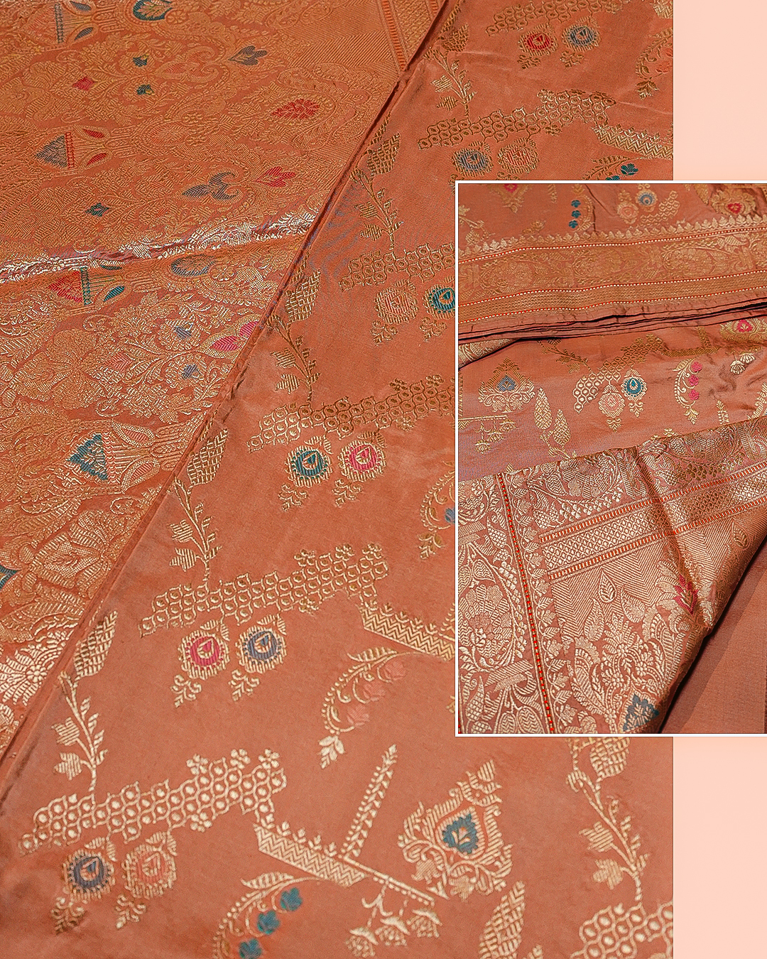 Copper Premium Pure Kadwa Katan Banarasi Saree