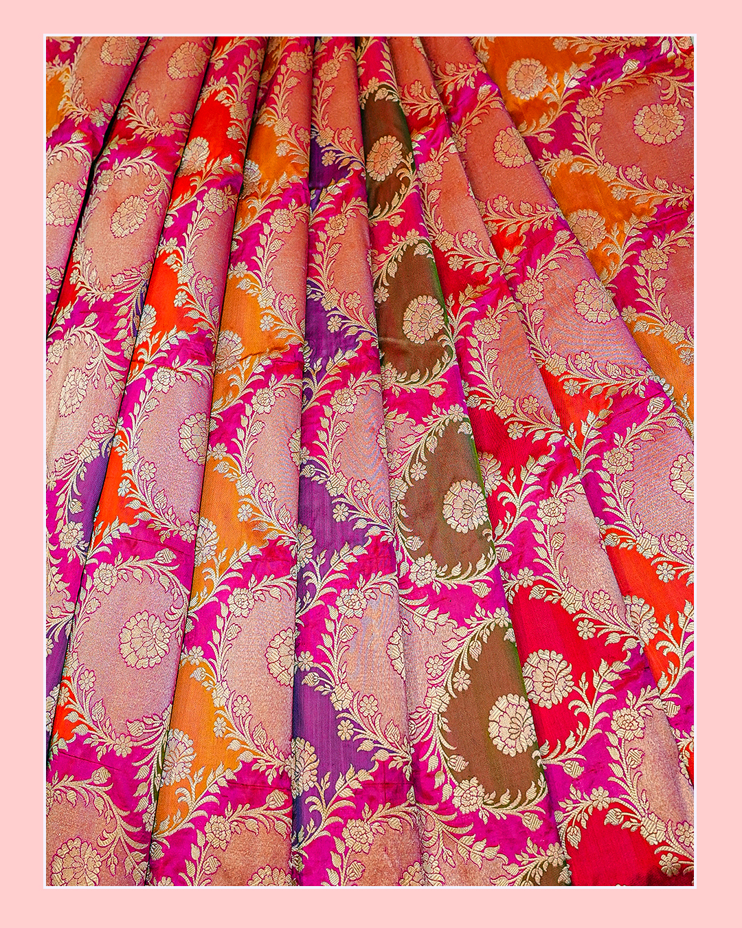 Multicolour Pure Katan Rangkat Banarasi Saree
