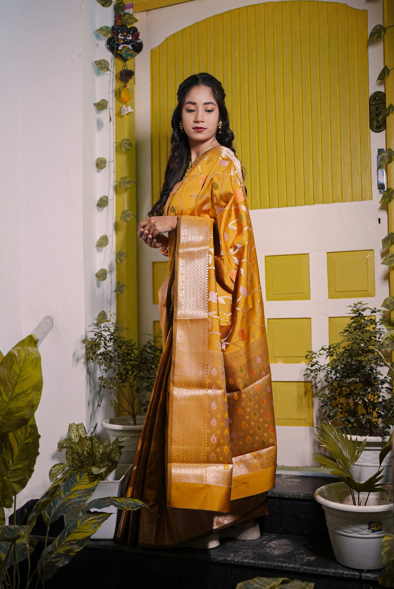 Golden Mustard Tilfi Banarasi Saree